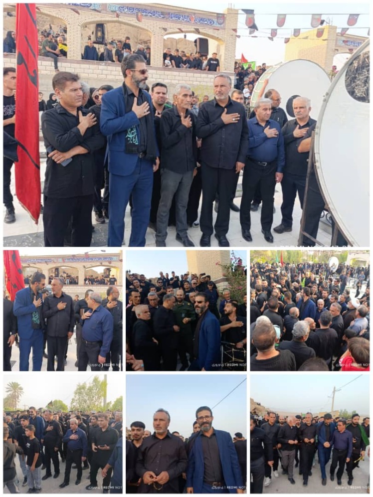 حضور شهردار و اعضای شورای اسلامی ، دکتر رضایی نمانده مجلس ، فرماندار جهرم بخشدار کردیان سایر مسئولین در مراسم تاسوعا و عاشورای حسینی شهر قطب آباد 