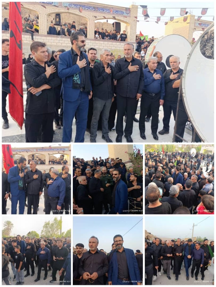 حضور شهردار و اعضای شورای اسلامی ، دکتر رضایی نمانده مجلس ، فرماندار جهرم بخشدار کردیان سایر مسئولین در مراسم تاسوعا و عاشورای حسینی شهر قطب آباد 