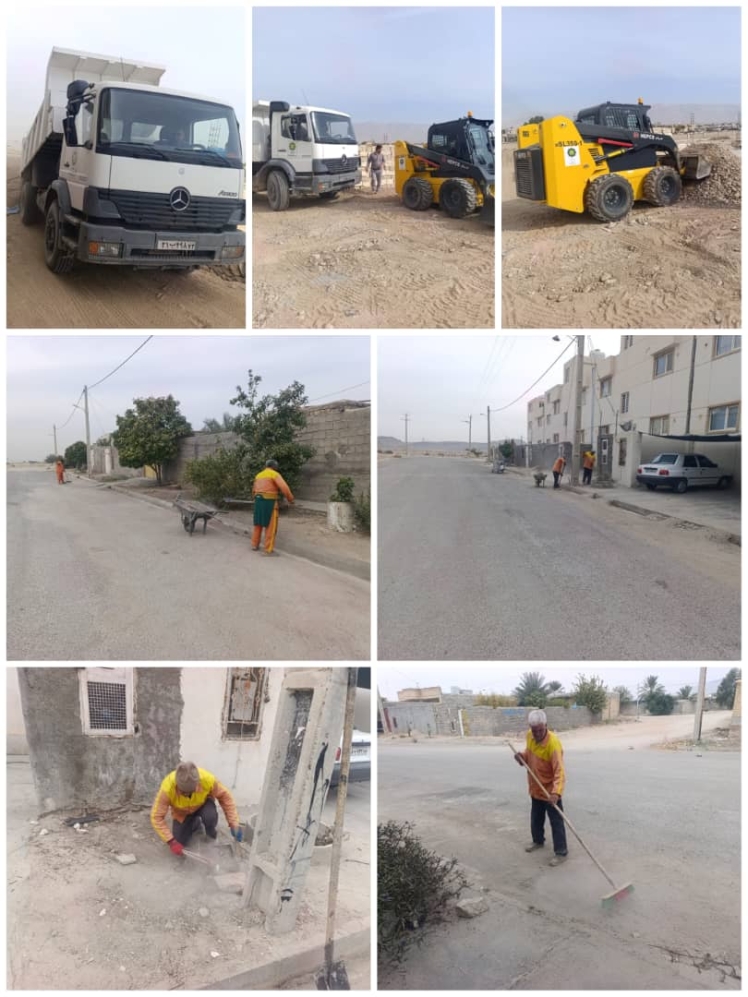 گزارش تصویری از شروع پاکسازی و نظافت سطح شهر از شهرک مرتضی علی امروز سه‌شنبه 11 آذرماه 1404 شمسی.