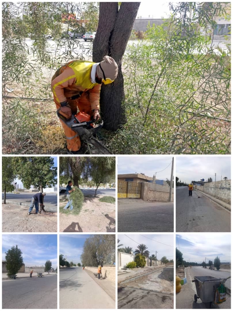  تنظیف جداول و معابر سطح شهر و پاکسازی و اصلاح مجموعه فضای سبز شهری امروز 19 آذرماه 1404شمسی.