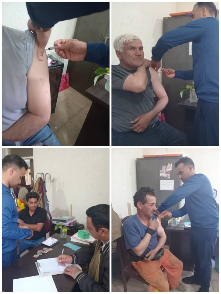 توسط شبکه بهداشت شهر قطب آباد کارگران شهرداری قطب آباد در شهرداری واکسینه شدند.